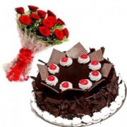 Chocolate Flake Cake And Red Roses Combo