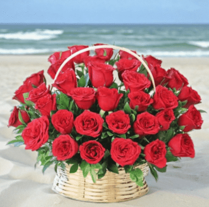 50 Red Roses Basket