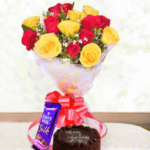 Red & Yellow Roses with Choco Treats