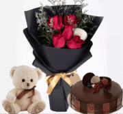 Roses and Teddy Bear Combo