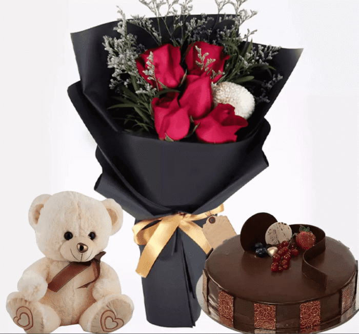 Roses and Teddy Bear Combo - Image 1