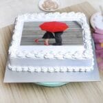 Square Shaped 1 Kg Vanilla Personalised Photo Cake
