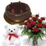 Flowers with Cake N Teddy