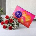 6 Red Roses with 118g Cadbury Chocolate Box