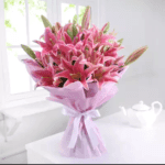 Bunch of 10 Pink Oriental Lilies in Tissue