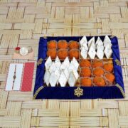 Rakhi Sweets Thali - Motichur Laddu & Kaju Barfi with Thali and Rakhi