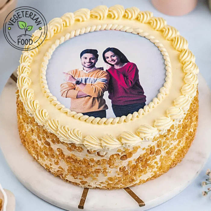 Round Shape Butterscotch Photo Cake - Image 1