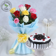 Roses and Black Forest Cake Eggless Standard
