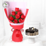 8 Red Roses with Choco Cream Cake Combo